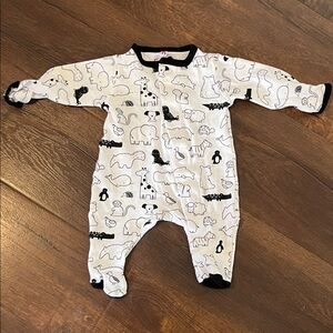 Magnetic White & Black Animal-Print Baby Footies